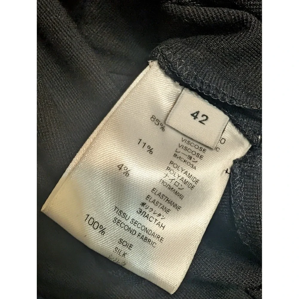 Givenchy Black Long Sleeve Silk Trim Sheath Dress IT 42 US 10 Long Sleeve LBD - Picture 8 of 8